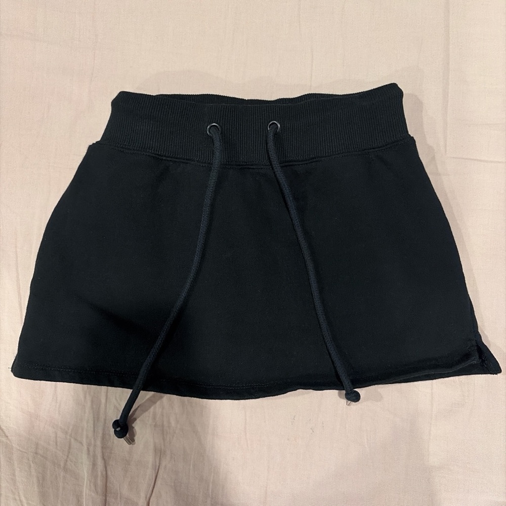 black mini skirt with drawstring